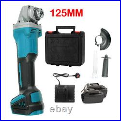 18V 125mm Cordless Brushless Angle Grinder Li-ion Electric With 2 x Battery UK