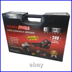 Cordless Angle Grinder 115mm Brushless 24v 4.5 2 Li-ion Batterys & Charger