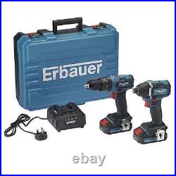 Erbauer EXT 18V 2 x 2Ah Li-ion Cordless Combi Drill & Impact Driver EID18-Li