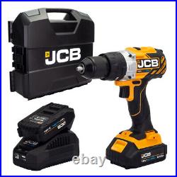 JCB 18V Cordless Combi Drill Brushless 2x2.0Ah Li-Ion Battery 2.4A Charger Case