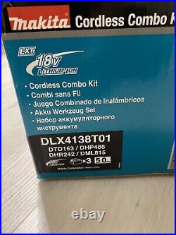 Makita Dlx4138t01 18v 3 X 5.0ah Li-ion Lxt Brushless Cordless 4 Piece Combi Kit
