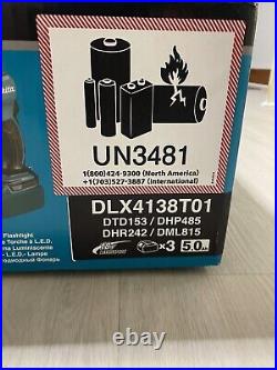 Makita Dlx4138t01 18v 3 X 5.0ah Li-ion Lxt Brushless Cordless 4 Piece Combi Kit