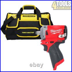 Milwaukee M12FIWF12 12V FUEL 1/2 Impact Wrench With 16 27 Pockets Tool Bag
