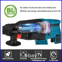 TEETOK 18V Li-ion Cordless Drill Brushless SDS Rotary Electric Impact Hammer UK